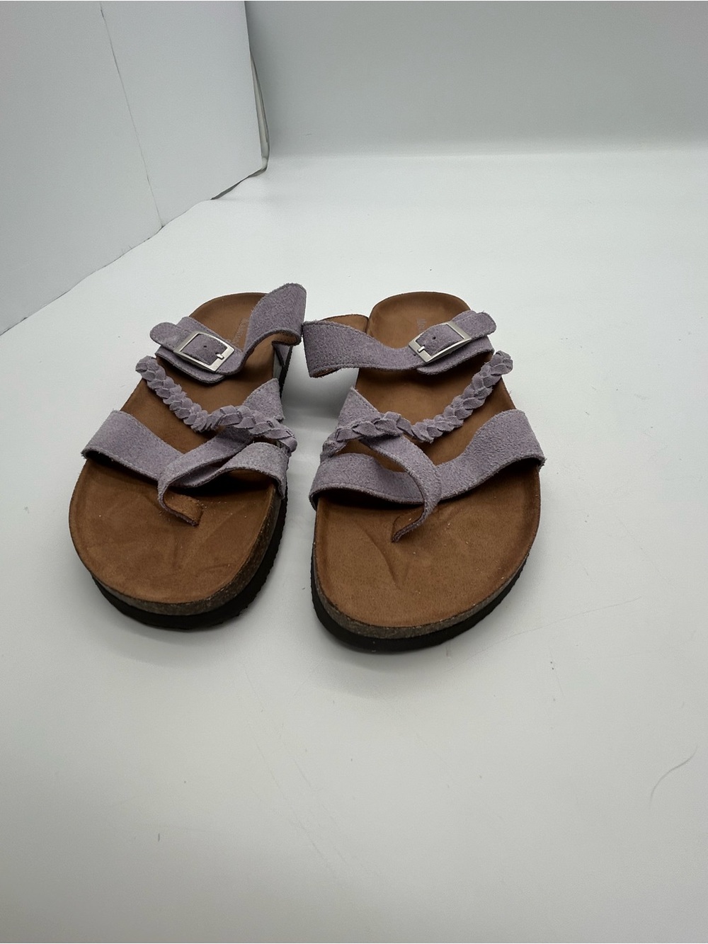 Mountain Sole Women’s Braided Strap Lavender Suede Slide Sandals size 9